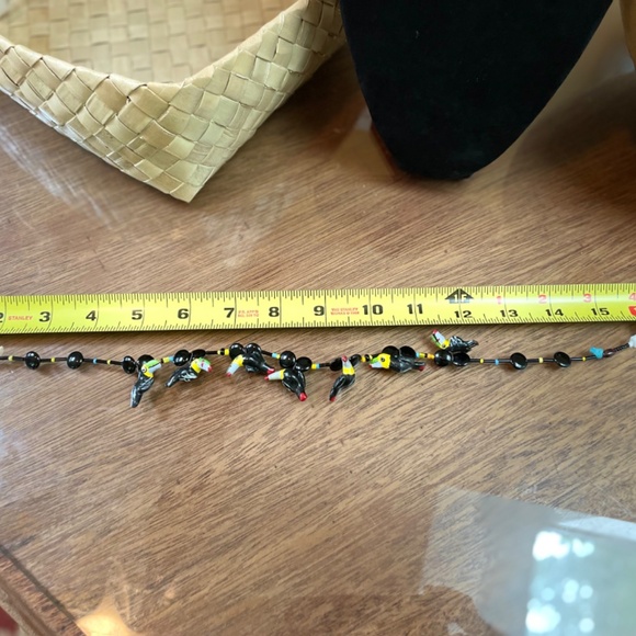 Whimsical Toucan beaded necklace with onyx beads. 16 inches long. - Picture 3 of 5